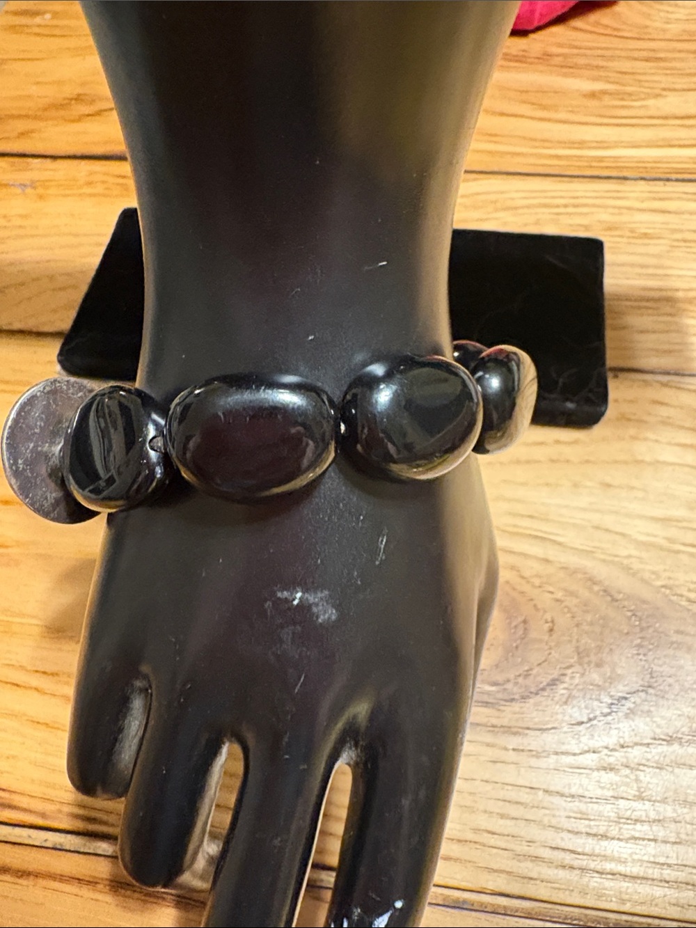 Chaps Black Polished Stone Statement Bracelet
